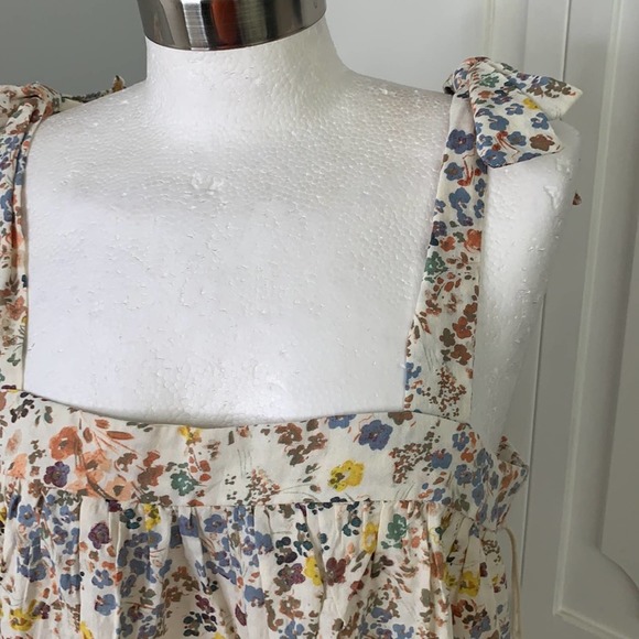 A.N.A MULTICOLORED COLORED FLORAL PRINT TANK WITH SHOULDER BOW ACCENTS MEDIUM - Picture 3 of 8
